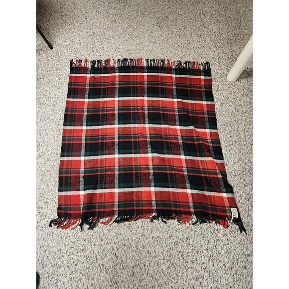 Other - Vintage Troy Leisure Blanket Throw Stadium Lap Picnic Red green blue Plaid USA